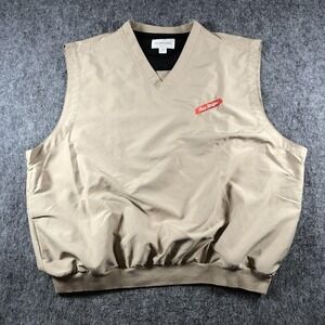 Cutter & Buck Golf Vest Mens 2XB Beige Red Stripe Lightweight Zip‎